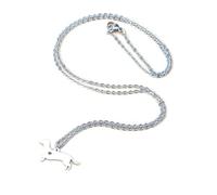 Colgante de Perro Salchicha en Acero Inoxidable Collar de Mujer | Cadena Tipo Suéter, Tamaño 2,5x1,1x0,1cm, Acabado Plata para Cuello