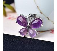 Colgante de piedra de amatista de cristal natural, joyería mineral, forma de mariposa, adornos en forma de gota para mujer, joyería, regalo de San Valentín, amatista