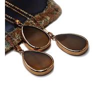 Colgante de piedra de diseño grueso, collar de encanto de piedra con gota de agua con cadena de metal, colgante de piedra pesada de 18 pulgadas, joyería DIY-ágata