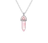 Colgante De Piedra De Péndulo De Punto De Curación De Chakra Hexagonal De Cristal De Cuarzo Natural Chapado En Plata Pirámide Hexagonal Amatista Y Regalo,B2