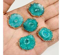 Colgante de piedra natural Agat de color irregular de la rebanada de joyería que hace DIY collar pendientes 2pcs/lot, NO.4 pavo real verde