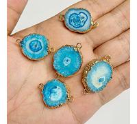 Colgante de piedra natural Agat de color irregular de la rebanada de joyería que hace DIY collar pendientes 2pcs/lot, NO.14 azul