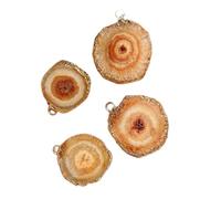 Colgante de piedra natural Agat de color irregular de la rebanada de joyería que hace DIY collar pendientes 2pcs/lot, NO.6 naranja