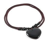 Colgante de piedra natural Colgante simple de arena azul/ágatas en forma de corazón con cadena para encanto-Ágata negra_70 cm