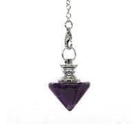 Colgante de piedra natural con cono de péndulo de cuarzo rosa ópalo con cadena Radiestesia Curación Chakra Joyería para mujeres Hombres Divinatio-Amethyst