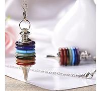 Colgante de piedra natural con péndulo de Reiki, con ruedas de la vida, 7 péndulos, regalo para hombres y mujeres, 7 péndulos de chakras