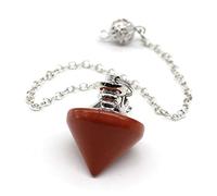 Colgante de piedra natural de cono de péndulo de cuarzo rosa ópalo con cadena Radiestesia Curación Chakra joyería para mujeres Hombres Divinatio-Redstone
