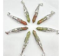 Colgante de piedra natural de cuarzo de cristal de amatista colgante de suspensión hexagonal para hacer joyas de bricolaje, accesorios de collar, 20 unidades, NO.20