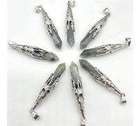 Colgante de piedra natural de cuarzo de cristal de amatista colgante de suspensión hexagonal para hacer joyas de bricolaje, accesorios de collar, 20 unidades, NO.11