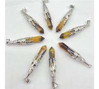 Colgante de piedra natural de cuarzo de cristal de amatista colgante de suspensión hexagonal para hacer joyas de bricolaje, accesorios de collar, 20 unidades, n.º 3