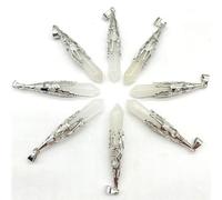 Colgante de piedra natural de cuarzo de cristal de amatista colgante de suspensión hexagonal para hacer joyas de bricolaje, accesorios de collar, 20 unidades, NO.24