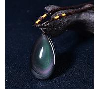 Colgante de piedra natural, obsidiana negra, ojo de arco iris, gota de joyería, collar de transferencia, joyería de amor, regalo de joyería, colgante