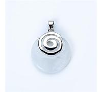 Colgante de piedra natural para collares Ahueca hacia fuera los encantos de metal en espiral redondos Cristal blanco púrpura cristal blanco