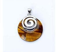 Colgante de piedra natural para collares Ahueca hacia fuera los encantos de metal en espiral redondo Piedra de ojo de tigre de cristal blanco púrpura