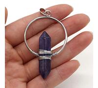 Colgante de piedra Natural, péndulo, amatistas, cristal de ojo de tigre, punto Hexagonal, abalorios de Reiki para mujer, fabricación de joyas, collar DIY,Amatista