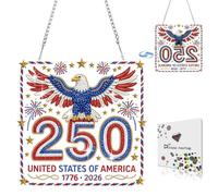 Colgante de pintura artística de diamantes, decoración del Día de la Independencia Americana del 4 de julio, diseño irregular de doble cara con bandera floral, decoración del hogar, águila-1