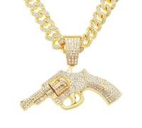 Colgante de pistola para hombre, collar de hip-hop, pistola cubana, oro pistola, joyería para hombre