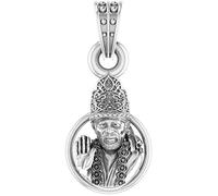 Colgante de plata de ley 92.5 con diseño de Dios Shree Sai Baba para hombres y mujeres, medallón de plata de ley pura para buena riqueza y salud, incluye cadena de plata, plata de ley, sin piedras