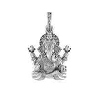 Colgante de plata de ley (92,5% de pureza) de Dios Ganesh para hombres y mujeres, medallón de ganapatía de plata pura para buena salud y riqueza, plata - Clevio978-1