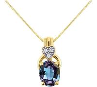 Colgante de plata de ley 925 chapada en oro amarillo de 14 quilates, collar de piedra natal de junio que cambia de color