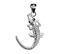 Colgante de plata de ley 925 con circonitas, diseño de cocodrilo, color blanco, negro y transparente