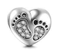 Colgante de plata de ley 925 con corazón para pulsera Pandora, 11,3 x 9,2 mm, Plata de ley