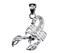 Colgante de plata de ley 925 con diseño de escorpión, con signo del zodiaco, de color blanco, de plata de ley 925, con circonitas, cristales brillantes, para el cuello, joya de plata de ley 925