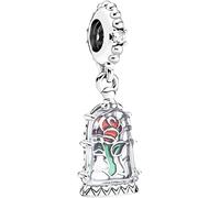 Colgante de plata de ley 925 con diseño de rosa encantada, compatible con abalorios Pandora y muchas otras pulseras del Reino Unido., Metal