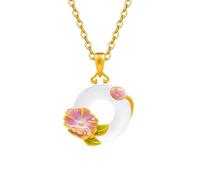 Colgante De Plata De Ley 925 Hecho A Mano con Esmalte Y Flores para Mujer. Collar con Doce Deidades Florales Guardianas. Joyería Ideal Como Regalo De Cumpleaños para Mujeres Y Niñas. Malva Real D