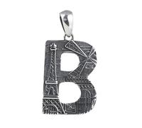 Colgante de plata de ley 925 para mujer, diseño de torre de alivio de letra B en inglés, molino de viento grande, colgante de cadena de suéter vintage creativo, Plata de ley