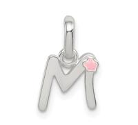 Colgante de plata de ley con esmalte en plata de ley con iniciales a elegir y A B C D E F G H I J K L M N O P R S T V W, Plata de ley