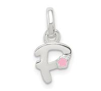 Colgante de plata de ley con esmalte en plata de ley con iniciales a elegir y A B C D E F G H I J K L M N O P R S T V W, Plata esterlina