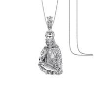 Colgante de plata de ley (plata con 92,5% de pureza) God Shree Sai Baba (colgante con cadena de caja) para hombres y mujeres, plata de ley pura para buena riqueza y salud, plata de ley - Clevio978-1