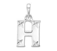 Colgante de plata de ley pulida con inicial de corte brillante en plata a elegir entre iniciales y A B C E F G H I L M N O P R S T V W, Plata de ley