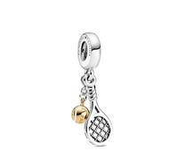 Colgante de raqueta de tenis y pelota de tenis - Oferta limitada - Joyería deportiva colgante para cinta o cadena - Plata de ley 925 - Pulsera de dijes Accesorios Idea de regalo