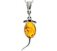 Colgante de ratón de ámbar báltico auténtico y plata de ley sin cadena - 568, Piedra Plata de ley Resina, Ámbar