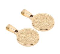 Colgante de San Benito 2 piezas Medallas de Acero Inoxidable Cruz Relieve Doble Lado Rasgado Evidencia de So