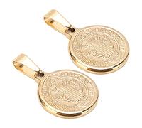 Colgante de San Benito, Decoración de Cruz, Regalo de Doble Cara de Acero Inoxidable, 2 uds., Medallas para Regalar, Amuleto en Relieve, Arreglo Floral