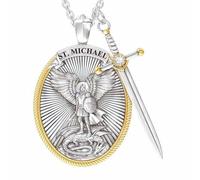 Colgante de San Miguel Católico - Amuleto Cristiano de Acero, Collar Retro para Hombre, Aleación de Zinc, Regalo de Oración