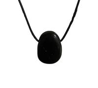 Colgante de shungita, ovalado, colgante de gota, piedras preciosas preciosas y cristaloterapia, juego de piedras perforadas con correa de cuero procedencia de Rusia