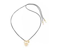 Colgante de sol hueco, collar de clavícula para mujer, diseño ajustable con tirador, joyería delicada y personalizada a la moda, accesorio minimalista para el uso diario, viajes, fiestas y citas