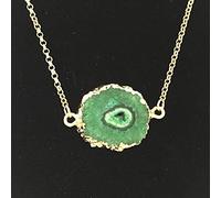 Colgante de sol natural Druzy Forma irregular de dos ganchos con bisel dorado Encantos de joyería Chapado en oro para bricolaje Diseño surtido-Verde