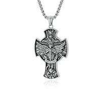 Colgante de Titanio de Espada Arcángel de San Miguel Retro, Nicho y Collar Personalizado