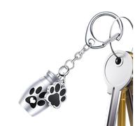 Colgante de urna con estampado de pata, llavero de urna para mascotas,Llavero con estampado de huellas Colgante para cenizas de cremación | Urna de recuerdo con estampado de pata de perro, llavero de
