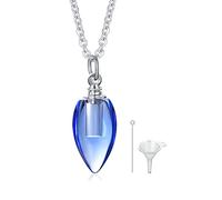 Colgante de urna de cristal, colgante de lágrima, color azul