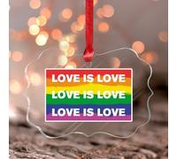 Colgante de ventana de acrílico manchado con texto en inglés «Love Is Love» LGTBQ para colgar en la ventana, adorno redondo transparente redondo acrílico para amigos y familiares