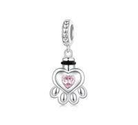 Colgante dije urna forma cenizas siempre en mi corazón, huella pata, mascota, gato, perro, animal conmemorativo, plata esterlina 925 auténtica, compatible pulsera