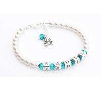 Colgante, diseño de oso bautizo pulsera - plata nombre pulsera - personalizado caja