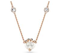 Colgante Dragon & Phoenix, Crystal pearls, Garra de dragón, Blanco, Baño tono oro rosa OS