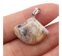 Colgante en forma de abanico con gema de piedra Natural, ágata, artesanías hechas a mano, collar DIY,Ágata loca